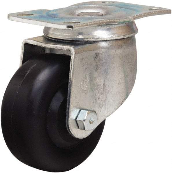 Hamilton - 3" Diam x 1-3/8" Wide x 4" OAH Top Plate Mount Swivel Caster - Polyolefin, 230 Lb Capacity, Plain Bore Bearing, 2-1/2 x 3-3/4" Plate - Apex Tool & Supply