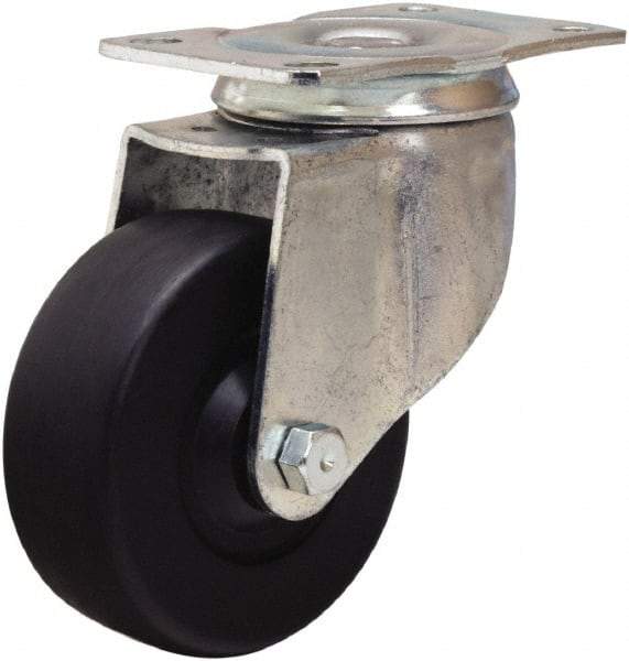 Hamilton - 3-1/2" Diam x 1-1/4" Wide x 4-13/16" OAH Top Plate Mount Swivel Caster - Hard Rubber, 225 Lb Capacity, Self-Lubricating Bearing, 2-1/2 x 3-3/4" Plate - Apex Tool & Supply