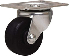 Hamilton - 2-1/2" Diam x 1-1/8" Wide x 3-1/4" OAH Top Plate Mount Swivel Caster - Hard Rubber, 120 Lb Capacity, Self-Lubricating Bearing, 2-1/4 x 4-1/2" Plate - Apex Tool & Supply