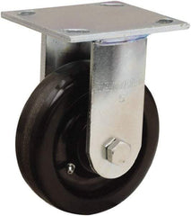 Hamilton - 5" Diam x 1-1/2" Wide x 6-1/8" OAH Top Plate Mount Rigid Caster - Phenolic, 550 Lb Capacity, Straight Roller Bearing, 4 x 4-1/2" Plate - Apex Tool & Supply