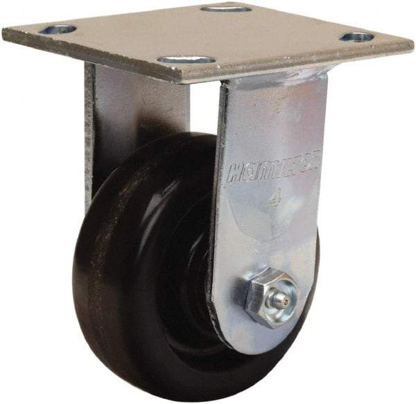 Hamilton - 4" Diam x 1-1/2" Wide x 5-5/8" OAH Top Plate Mount Rigid Caster - Phenolic, 550 Lb Capacity, Straight Roller Bearing, 4 x 4-1/2" Plate - Apex Tool & Supply