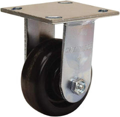 Hamilton - 4" Diam x 1-1/2" Wide x 5-5/8" OAH Top Plate Mount Rigid Caster - Phenolic, 550 Lb Capacity, Straight Roller Bearing, 4 x 4-1/2" Plate - Apex Tool & Supply