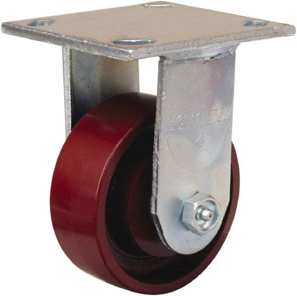 Hamilton - 4" Diam x 1-1/2" Wide x 5-5/8" OAH Top Plate Mount Rigid Caster - Cast Iron, 550 Lb Capacity, Straight Roller Bearing, 4 x 4-1/2" Plate - Apex Tool & Supply