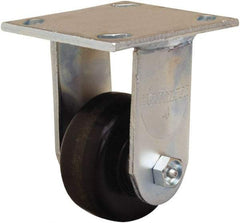 Hamilton - 3-1/4" Diam x 1-1/2" Wide x 5-1/4" OAH Top Plate Mount Rigid Caster - Phenolic, 550 Lb Capacity, Straight Roller Bearing, 4 x 4-1/2" Plate - Apex Tool & Supply