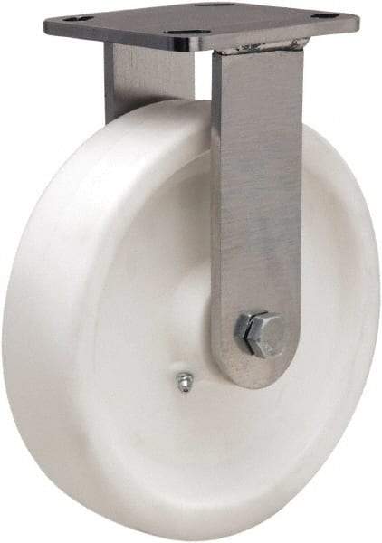 Hamilton - 8" Diam x 2" Wide x 9-1/2" OAH Top Plate Mount Rigid Caster - Polyolefin, 900 Lb Capacity, Delrin Bearing, 4 x 4-1/2" Plate - Apex Tool & Supply