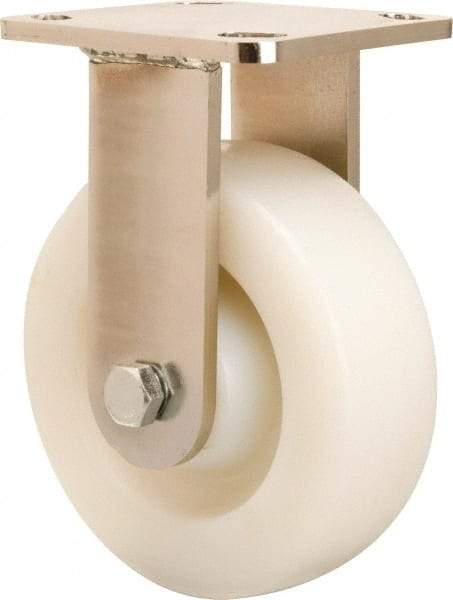 Hamilton - 6" Diam x 2" Wide x 7-1/2" OAH Top Plate Mount Rigid Caster - Nylon, 1,000 Lb Capacity, Stainless Steel Double Shielded Precision Ball Bearing, 4 x 4-1/2" Plate - Apex Tool & Supply
