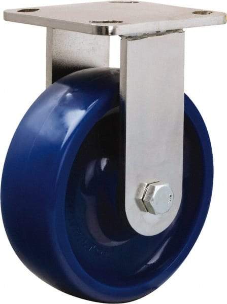 Hamilton - 6" Diam x 2" Wide x 7-1/2" OAH Top Plate Mount Rigid Caster - Polyurethane, 1,000 Lb Capacity, Delrin Bearing, 4 x 4-1/2" Plate - Apex Tool & Supply
