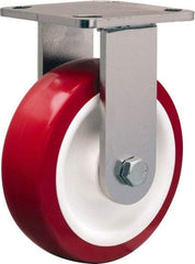 Hamilton - 6" Diam x 2" Wide x 7-1/2" OAH Top Plate Mount Rigid Caster - Polyurethane Mold on Polypropylene, 1,000 Lb Capacity, Delrin Bearing, 4 x 4-1/2" Plate - Apex Tool & Supply