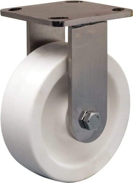 Hamilton - 6" Diam x 2" Wide x 7-1/2" OAH Top Plate Mount Rigid Caster - Polyolefin, 750 Lb Capacity, Delrin Bearing, 4 x 4-1/2" Plate - Apex Tool & Supply