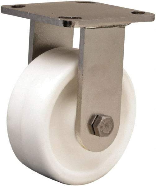 Hamilton - 5" Diam x 2" Wide x 6-1/2" OAH Top Plate Mount Rigid Caster - Polyolefin, 650 Lb Capacity, Delrin Bearing, 4 x 4-1/2" Plate - Apex Tool & Supply