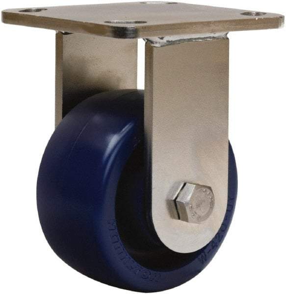 Hamilton - 4" Diam x 2" Wide x 5-5/8" OAH Top Plate Mount Rigid Caster - Polyurethane, 750 Lb Capacity, Delrin Bearing, 4 x 4-1/2" Plate - Apex Tool & Supply