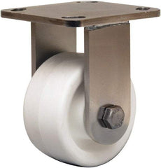 Hamilton - 4" Diam x 2" Wide x 5-5/8" OAH Top Plate Mount Rigid Caster - Polyolefin, 550 Lb Capacity, Delrin Bearing, 4 x 4-1/2" Plate - Apex Tool & Supply