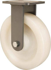 Hamilton - 8" Diam x 2" Wide x 9-1/2" OAH Top Plate Mount Rigid Caster - Nylon, Sealed Precision Ball Bearing, 4 x 4-1/2" Plate - Apex Tool & Supply