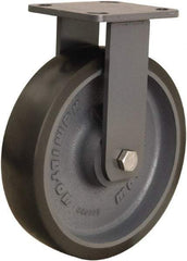 Hamilton - 8" Diam x 2" Wide x 9-1/2" OAH Top Plate Mount Rigid Caster - Polyurethane Mold onto Cast Iron Center, 1,950 Lb Capacity, Sealed Precision Ball Bearing, 4 x 4-1/2" Plate - Apex Tool & Supply