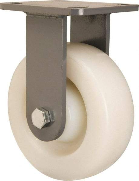 Hamilton - 6" Diam x 2" Wide x 7-1/2" OAH Top Plate Mount Rigid Caster - Nylon, Sealed Precision Ball Bearing, 4 x 4-1/2" Plate - Apex Tool & Supply