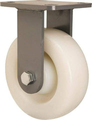 Hamilton - 6" Diam x 2" Wide x 7-1/2" OAH Top Plate Mount Rigid Caster - Nylon, Sealed Precision Ball Bearing, 4 x 4-1/2" Plate - Apex Tool & Supply