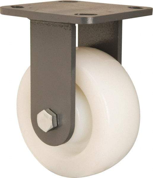 Hamilton - 5" Diam x 2" Wide x 6-1/2" OAH Top Plate Mount Rigid Caster - Nylon, Sealed Precision Ball Bearing, 4 x 4-1/2" Plate - Apex Tool & Supply