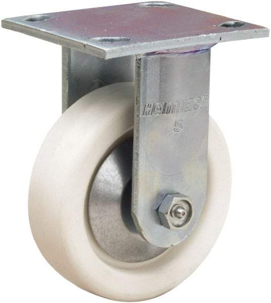 Hamilton - 5" Diam x 1-1/2" Wide x 6-1/2" OAH Top Plate Mount Rigid Caster - Polyolefin, 400 Lb Capacity, Delrin Bearing, 4 x 4-1/2" Plate - Apex Tool & Supply