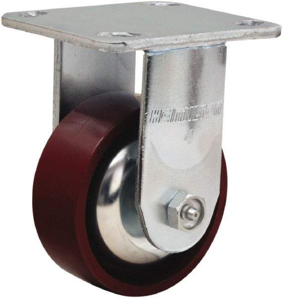 Hamilton - 4" Diam x 1-1/2" Wide x 5-5/8" OAH Top Plate Mount Rigid Caster - Cast Iron, 550 Lb Capacity, Straight Roller Bearing, 4 x 4-1/2" Plate - Apex Tool & Supply