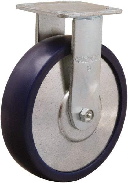 Hamilton - 8" Diam x 2" Wide x 9-1/2" OAH Top Plate Mount Rigid Caster - Polyurethane, 900 Lb Capacity, Sealed Precision Ball Bearing, 4 x 4-1/2" Plate - Apex Tool & Supply