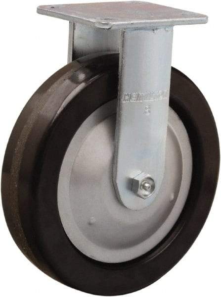 Hamilton - 8" Diam x 2" Wide x 9-1/2" OAH Top Plate Mount Rigid Caster - Phenolic, 1,250 Lb Capacity, Straight Roller Bearing, 4 x 4-1/2" Plate - Apex Tool & Supply
