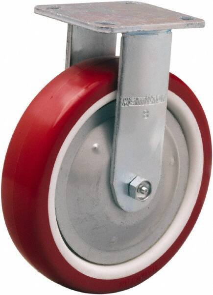 Hamilton - 8" Diam x 2" Wide x 9-1/2" OAH Top Plate Mount Rigid Caster - Polyurethane Mold on Polypropylene, 900 Lb Capacity, Straight Roller Bearing, 4 x 4-1/2" Plate - Apex Tool & Supply