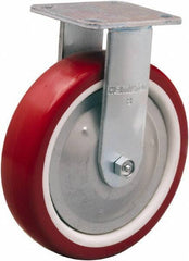 Hamilton - 8" Diam x 2" Wide x 9-1/2" OAH Top Plate Mount Rigid Caster - Polyurethane Mold on Polypropylene, 900 Lb Capacity, Straight Roller Bearing, 4 x 4-1/2" Plate - Apex Tool & Supply