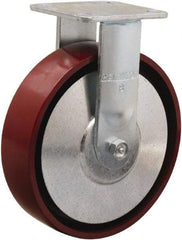 Hamilton - 8" Diam x 2" Wide x 9-1/2" OAH Top Plate Mount Rigid Caster - Cast Iron, 900 Lb Capacity, Sealed Precision Ball Bearing, 4 x 4-1/2" Plate - Apex Tool & Supply