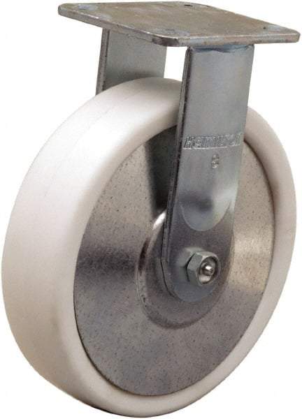 Hamilton - 8" Diam x 2" Wide x 9-1/2" OAH Top Plate Mount Rigid Caster - Polyolefin, 900 Lb Capacity, Delrin Bearing, 4 x 4-1/2" Plate - Apex Tool & Supply