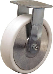 Hamilton - 8" Diam x 2" Wide x 9-1/2" OAH Top Plate Mount Rigid Caster - Polyolefin, 900 Lb Capacity, Delrin Bearing, 4 x 4-1/2" Plate - Apex Tool & Supply