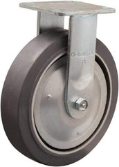 Hamilton - 8" Diam x 2" Wide x 9-1/2" OAH Top Plate Mount Rigid Caster - Rubber Mold on Aluminum, 500 Lb Capacity, Straight Roller Bearing, 4 x 4-1/2" Plate - Apex Tool & Supply