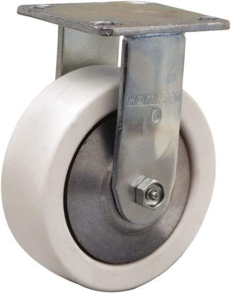 Hamilton - 6" Diam x 2" Wide x 7-1/2" OAH Top Plate Mount Rigid Caster - Polyolefin, 750 Lb Capacity, Delrin Bearing, 4 x 4-1/2" Plate - Apex Tool & Supply