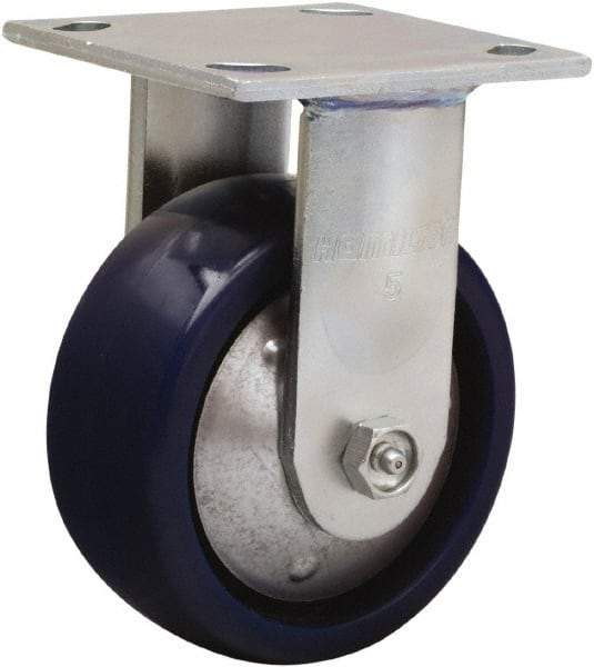 Hamilton - 5" Diam x 2" Wide x 6-1/2" OAH Top Plate Mount Rigid Caster - Polyurethane, 900 Lb Capacity, Sealed Precision Ball Bearing, 4 x 4-1/2" Plate - Apex Tool & Supply