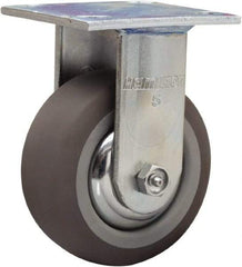 Hamilton - 5" Diam x 2" Wide x 6-1/2" OAH Top Plate Mount Rigid Caster - Rubber Mold on Polyolefin, 350 Lb Capacity, Straight Roller Bearing, 4 x 4-1/2" Plate - Apex Tool & Supply