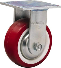 Hamilton - 5" Diam x 2" Wide x 6-1/2" OAH Top Plate Mount Rigid Caster - Polyurethane Mold on Polypropylene, 900 Lb Capacity, Straight Roller Bearing, 4 x 4-1/2" Plate - Apex Tool & Supply