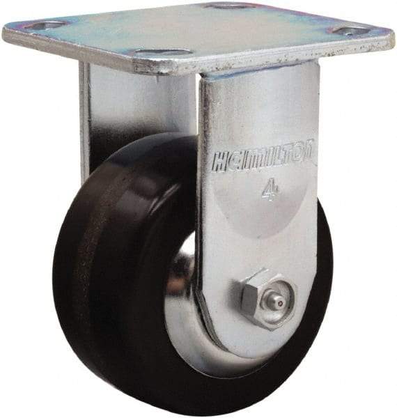 Hamilton - 4" Diam x 2" Wide x 5-5/8" OAH Top Plate Mount Rigid Caster - Phenolic, 800 Lb Capacity, Straight Roller Bearing, 4 x 4-1/2" Plate - Apex Tool & Supply