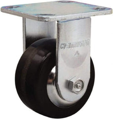 Hamilton - 4" Diam x 2" Wide x 5-5/8" OAH Top Plate Mount Rigid Caster - Phenolic, 800 Lb Capacity, Straight Roller Bearing, 4 x 4-1/2" Plate - Apex Tool & Supply