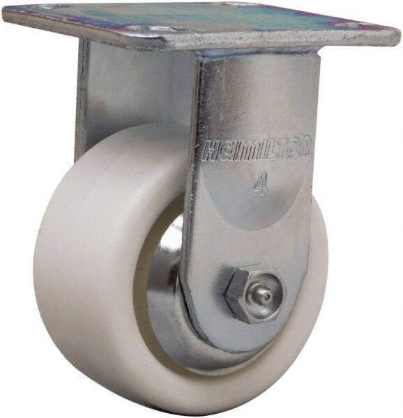 Hamilton - 4" Diam x 2" Wide x 5-5/8" OAH Top Plate Mount Rigid Caster - Polyolefin, 550 Lb Capacity, Delrin Bearing, 4 x 4-1/2" Plate - Apex Tool & Supply