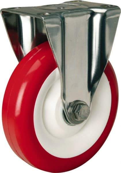 Hamilton - 5" Diam x 1-3/8" Wide x 6-1/4" OAH Top Plate Mount Rigid Caster - Polyurethane Mold on Polypropylene, 325 Lb Capacity, Delrin Bearing, 2-3/8 x 3-5/8" Plate - Apex Tool & Supply