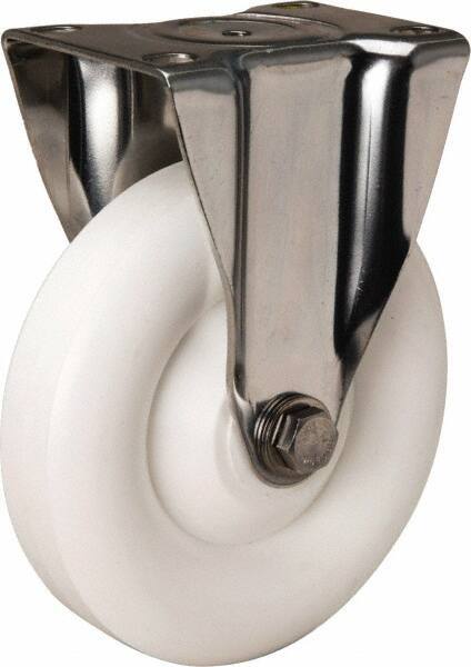 Hamilton - 5" Diam x 1-3/8" Wide x 6-1/4" OAH Top Plate Mount Rigid Caster - Polyolefin, 300 Lb Capacity, Plain Bore Bearing, 2-3/8 x 3-5/8" Plate - Apex Tool & Supply