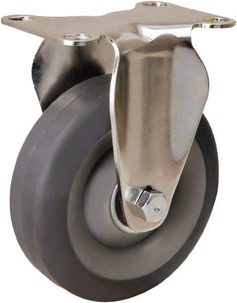 Hamilton - 4" Diam x 1-3/8" Wide x 5-1/8" OAH Top Plate Mount Rigid Caster - Rubber Mold on Polyolefin, 250 Lb Capacity, Delrin Bearing, 2-3/8 x 3-5/8" Plate - Apex Tool & Supply