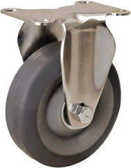 Hamilton - 4" Diam x 1-3/8" Wide x 5-1/8" OAH Top Plate Mount Rigid Caster - Rubber Mold on Polyolefin, 250 Lb Capacity, Delrin Bearing, 2-3/8 x 3-5/8" Plate - Apex Tool & Supply