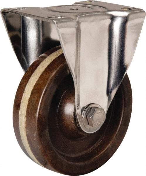 Hamilton - 4" Diam x 1-1/4" Wide x 5-1/8" OAH Top Plate Mount Rigid Caster - Phenolic, 300 Lb Capacity, Plain Bore Bearing, 2-3/8 x 3-5/8" Plate - Apex Tool & Supply