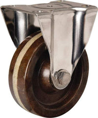 Hamilton - 4" Diam x 1-1/4" Wide x 5-1/8" OAH Top Plate Mount Rigid Caster - Phenolic, 300 Lb Capacity, Plain Bore Bearing, 2-3/8 x 3-5/8" Plate - Apex Tool & Supply