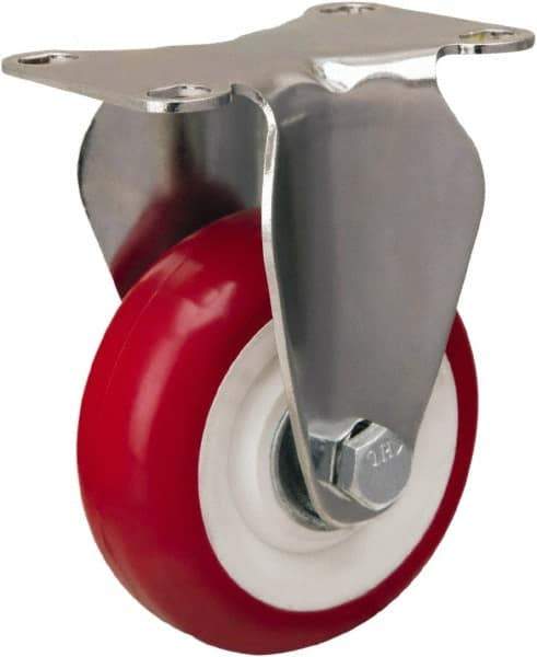 Hamilton - 3-1/2" Diam x 1-3/8" Wide x 4-7/8" OAH Top Plate Mount Rigid Caster - Polyurethane Mold on Polypropylene, 325 Lb Capacity, Delrin Bearing, 2-3/8 x 3-5/8" Plate - Apex Tool & Supply