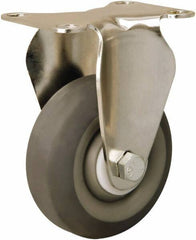 Hamilton - 3-1/2" Diam x 1-3/8" Wide x 4-7/8" OAH Top Plate Mount Rigid Caster - Rubber Mold on Polyolefin, 240 Lb Capacity, Delrin Bearing, 2-3/8 x 3-5/8" Plate - Apex Tool & Supply