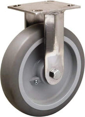 Hamilton - 8" Diam x 2" Wide x 9-1/2" OAH Top Plate Mount Rigid Caster - Rubber Mold on Polyolefin, 500 Lb Capacity, Delrin Bearing, 3-3/4 x 4-1/2" Plate - Apex Tool & Supply