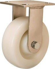 Hamilton - 6" Diam x 2" Wide x 7-1/2" OAH Top Plate Mount Rigid Caster - Nylon, 500 Lb Capacity, Stainless Steel Precision Ball Bearing, 3-3/4 x 4-1/2" Plate - Apex Tool & Supply