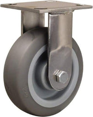 Hamilton - 6" Diam x 2" Wide x 7-1/2" OAH Top Plate Mount Rigid Caster - Rubber Mold on Polyolefin, 410 Lb Capacity, Delrin Bearing, 3-3/4 x 4-1/2" Plate - Apex Tool & Supply