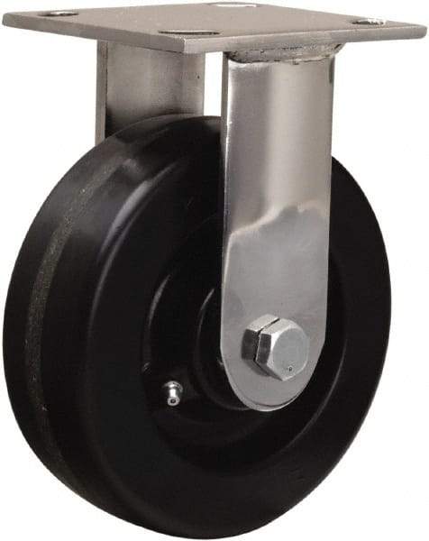 Hamilton - 6" Diam x 2" Wide x 7-1/2" OAH Top Plate Mount Rigid Caster - Phenolic, 800 Lb Capacity, Delrin Bearing, 3-3/4 x 4-1/2" Plate - Apex Tool & Supply